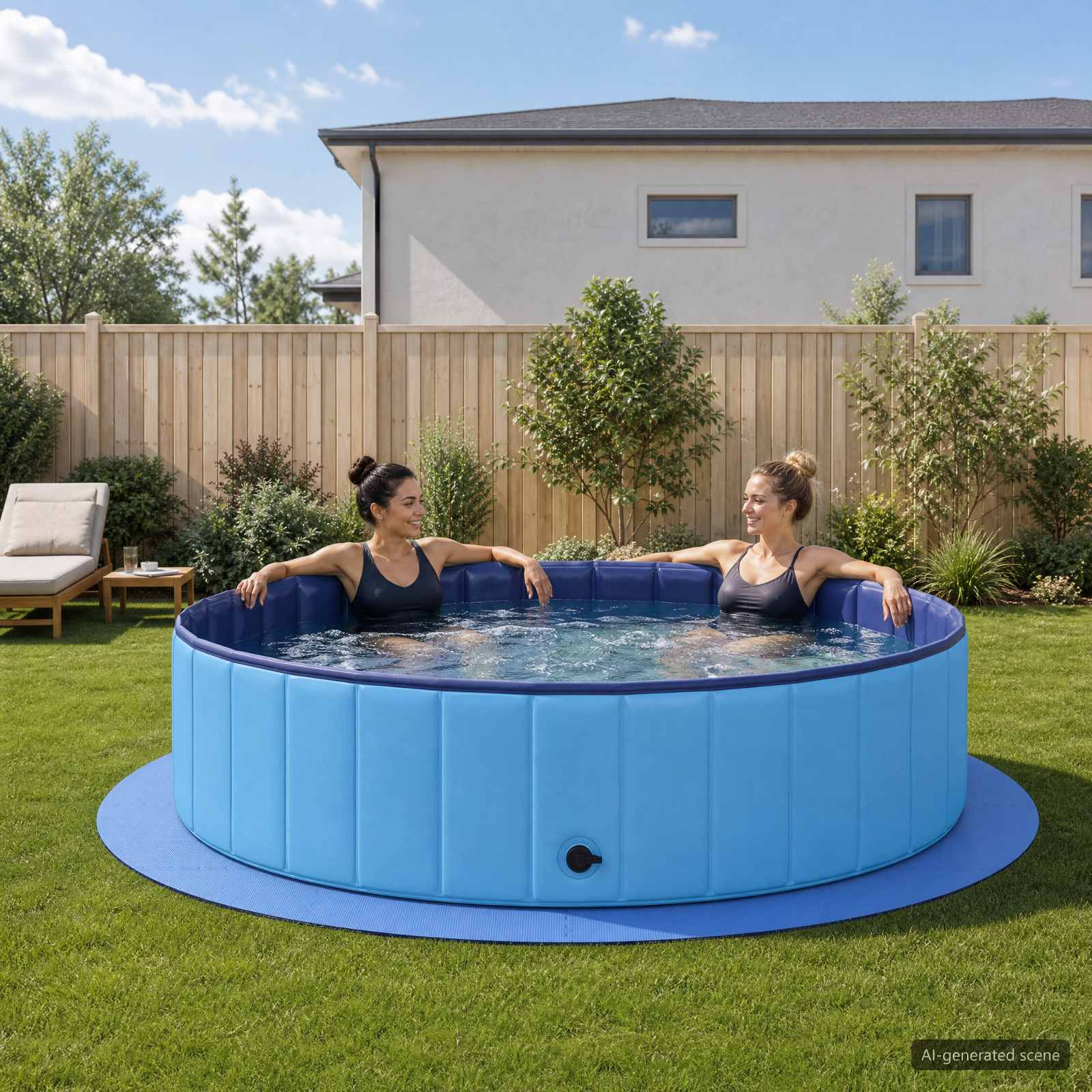 vidaXL Pool Ground Mat 16 pcs Ø 235 cm Round EVA Foam Blue 1