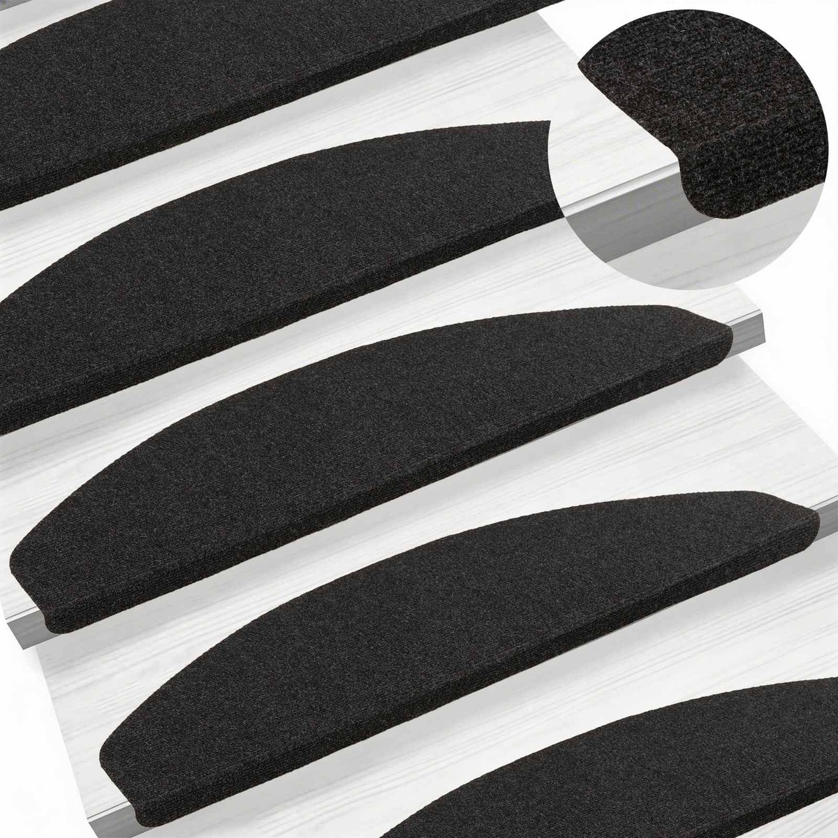 Self-adhesive Stair Mats 15 pcs 80 x 24.5 x 3.5 cm Height 3.5 cm Width 80 cm Anthracite