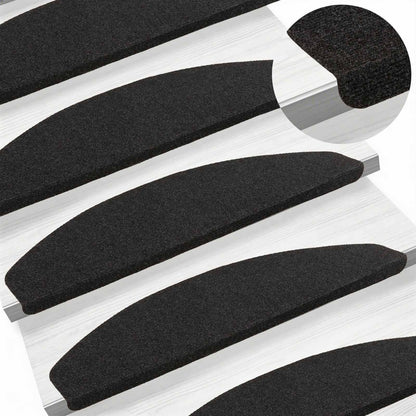 Self-adhesive Stair Mats 15 pcs 80 x 24.5 x 3.5 cm Height 3.5 cm Width 80 cm Anthracite