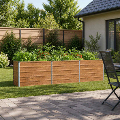 vidaXL Raised Garden Bed Wood Brown 240 x 40 x 55 cm cold-rolled steel 1