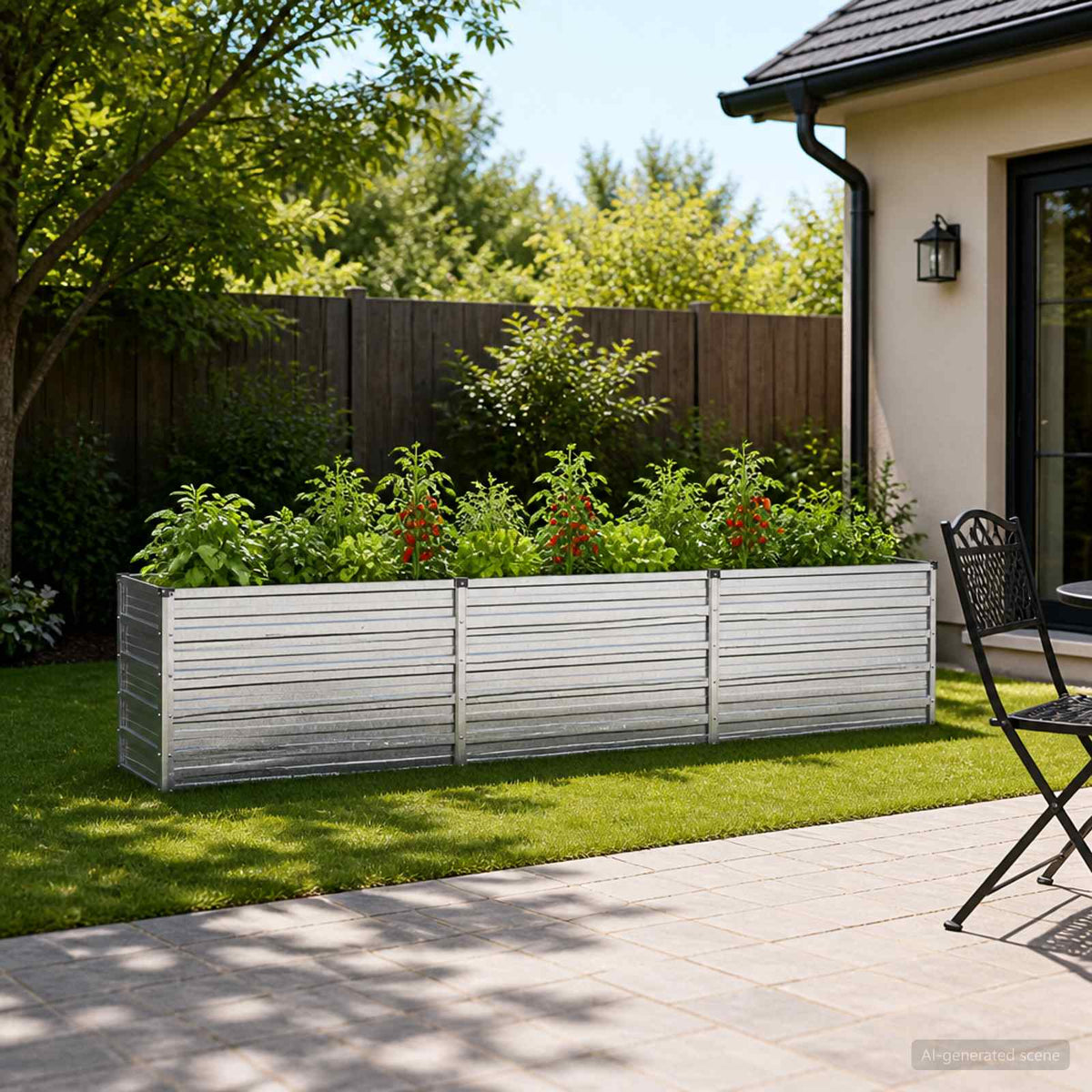 vidaXL Raised Garden Bed Silver 240 x 40 x 55 cm galvanized 1