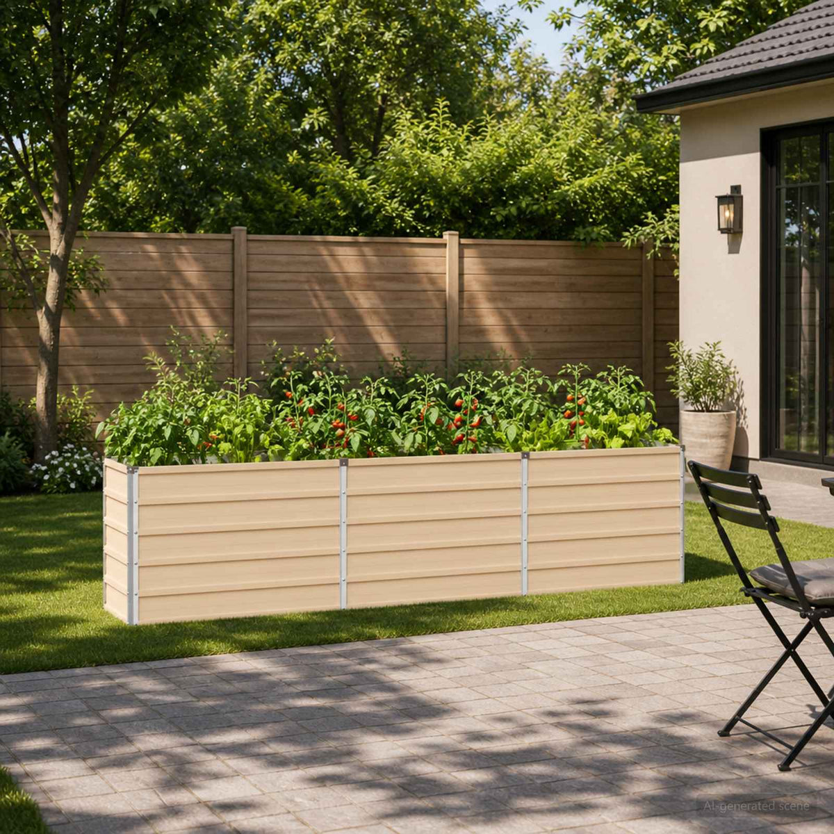 vidaXL Raised Garden Bed Ivory 240 x 40 x 55 cm cold-rolled steel 1