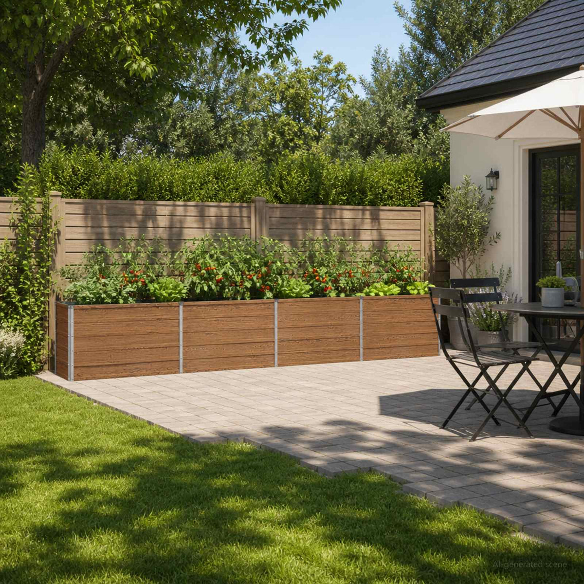 vidaXL Raised Garden Bed Wood Brown 321 x 40 x 55 cm Galvanised Steel 1