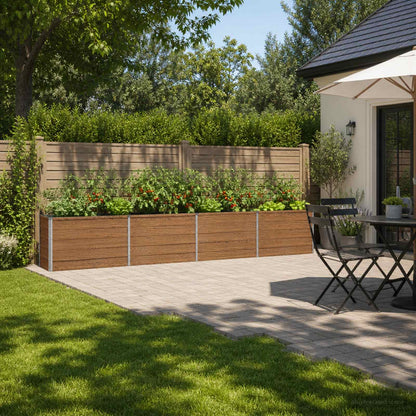 vidaXL Raised Garden Bed Wood Brown 321 x 40 x 55 cm Galvanised Steel 1