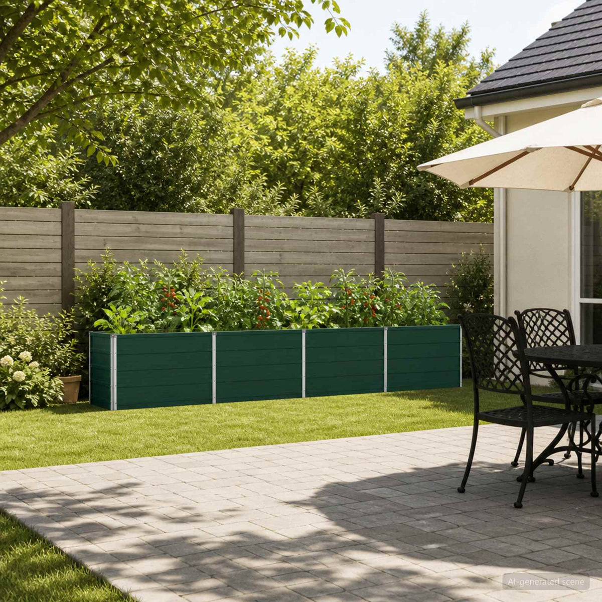 vidaXL Raised Garden Bed Green 321 x 40 x 55 cm Galvanised Steel 1