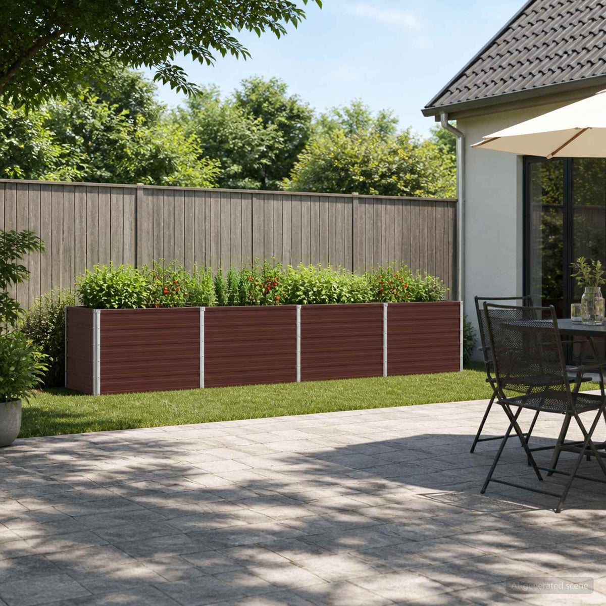 vidaXL Raised Garden Bed Brown 320 x 40 x 55 cm cold-rolled steel 1