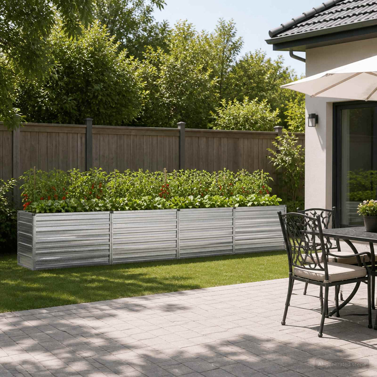 vidaXL Raised Garden Bed Silver 320 x 40 x 55 cm galvanized 1