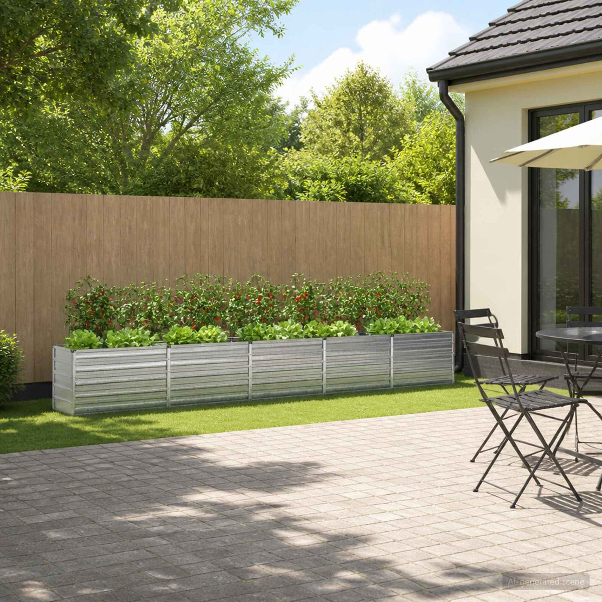 vidaXL Raised Garden Bed 400 x 40 x 55 cm Galvanised Steel