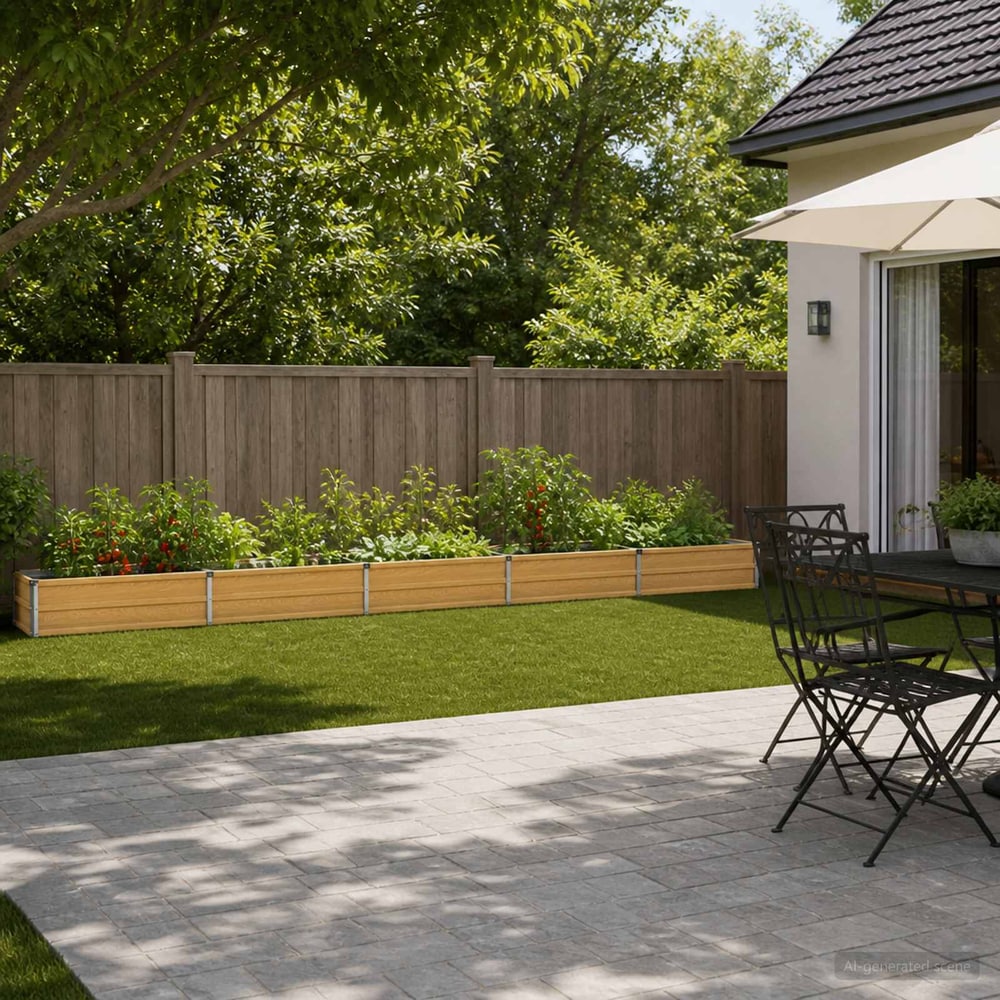 Raised Garden Bed 400 x 40 x 24 cm Galvanised Steel Wood Natural