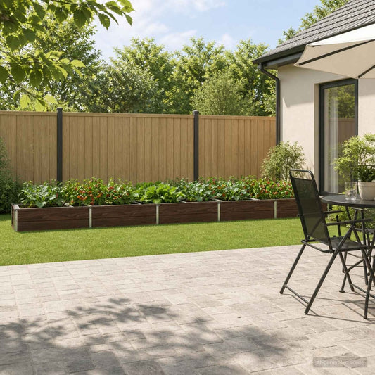 Raised Garden Bed 400 x 40 x 24 cm Galvanised Steel Black Walnut