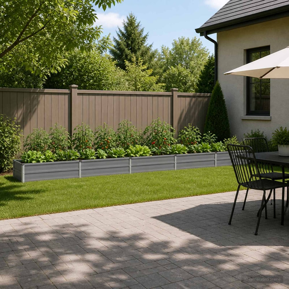 vidaXL Raised Garden Bed 400 x 40 x 24 cm Galvanised Steel