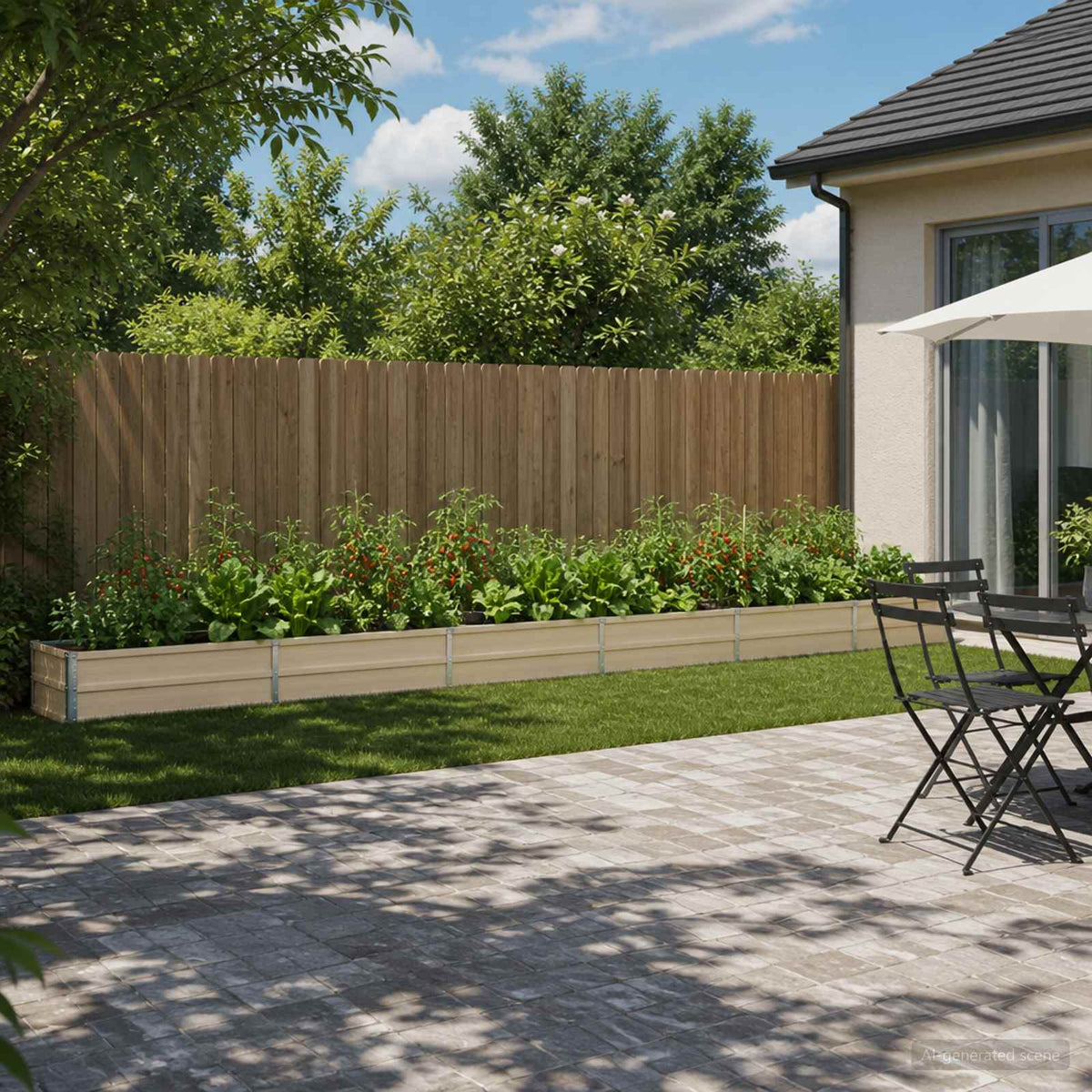 vidaXL Raised Garden Bed Ivory 480 x 40 x 24 cm cold-rolled steel 1