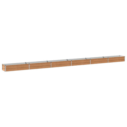 Raised Garden Bed 600 x 40 x 24 cm Galvanised Steel Depth 40 cm Height 24 cm Width 600 cm Wood Brown