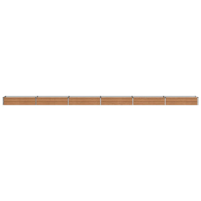 Raised Garden Bed 600 x 40 x 24 cm Galvanised Steel Depth 40 cm Height 24 cm Width 600 cm Wood Brown