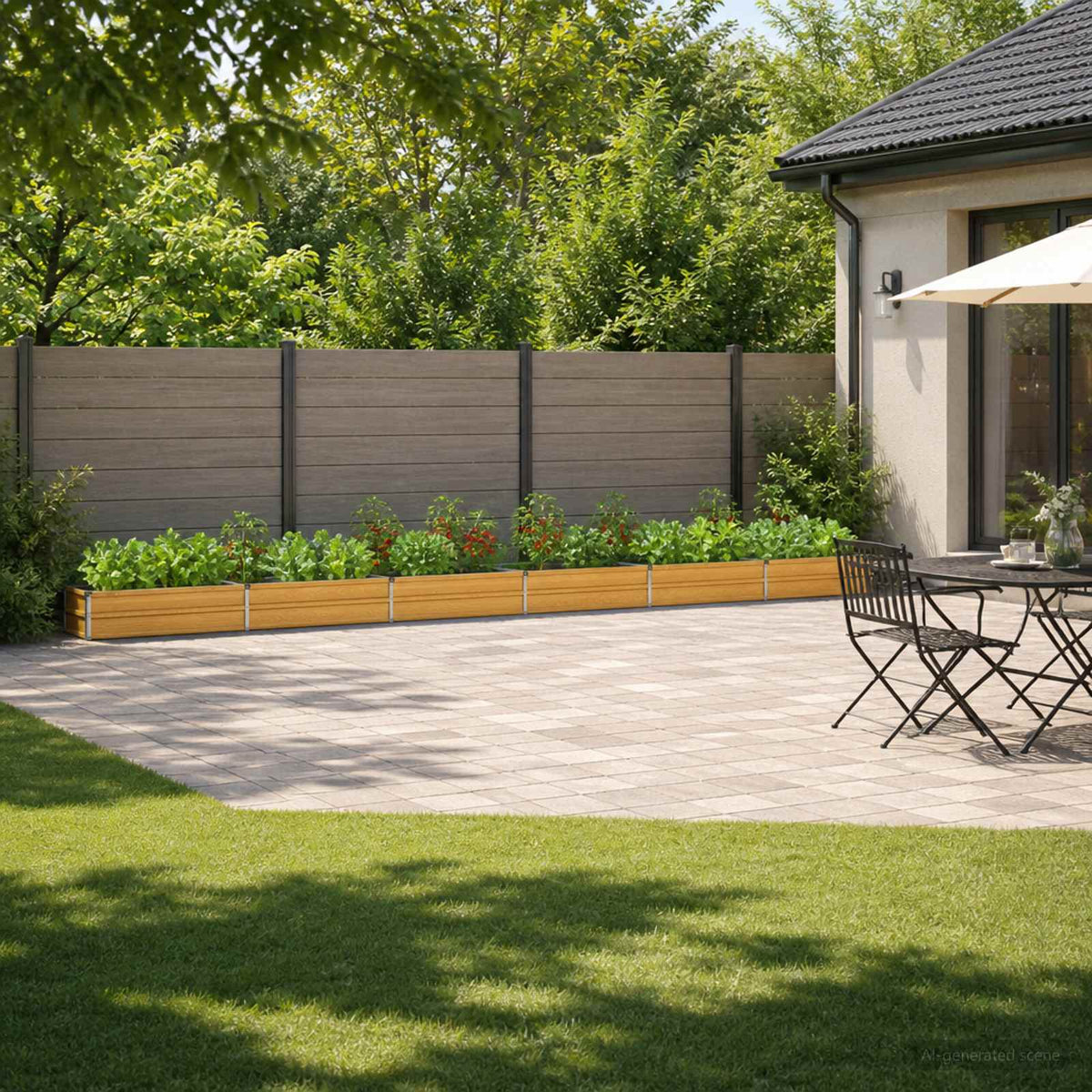 vidaXL Raised Garden Bed Wood Natural 600 x 40 x 24 cm 1