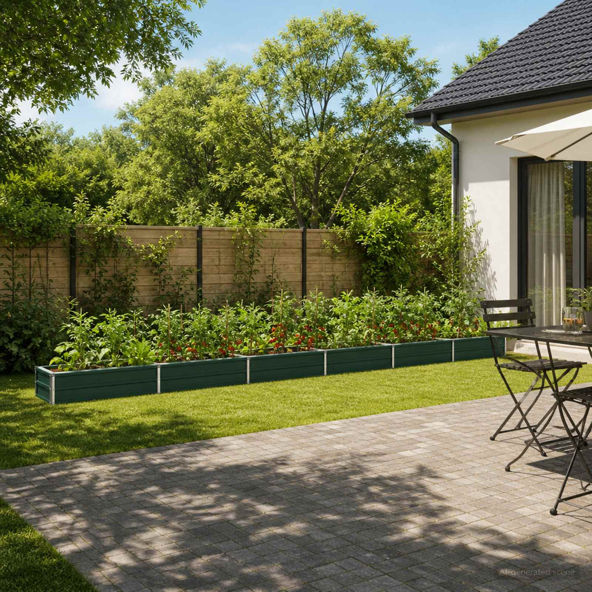 vidaXL Raised Garden Bed Green 600 x 40 x 24 cm cold-rolled steeel 1
