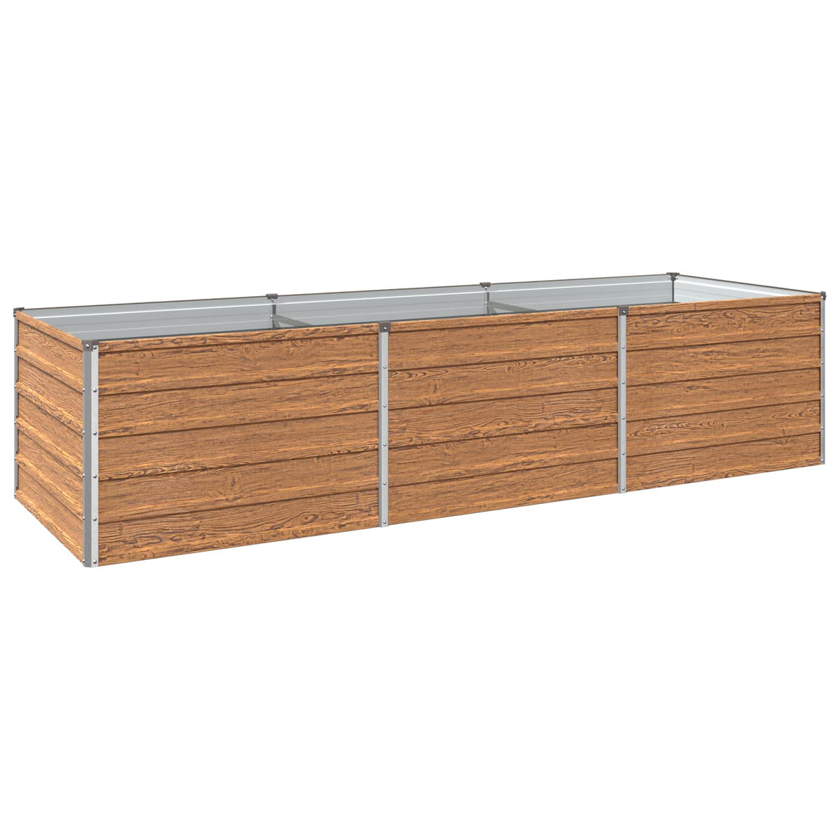 Raised Garden Bed 242 x 80 x 55 cm Galvanised Steel Depth 80 cm Height 55 cm Width 242 cm Wood Brown