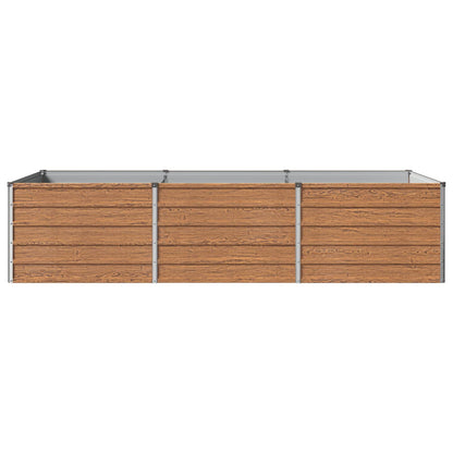 Raised Garden Bed 242 x 80 x 55 cm Galvanised Steel Depth 80 cm Height 55 cm Width 242 cm Wood Brown
