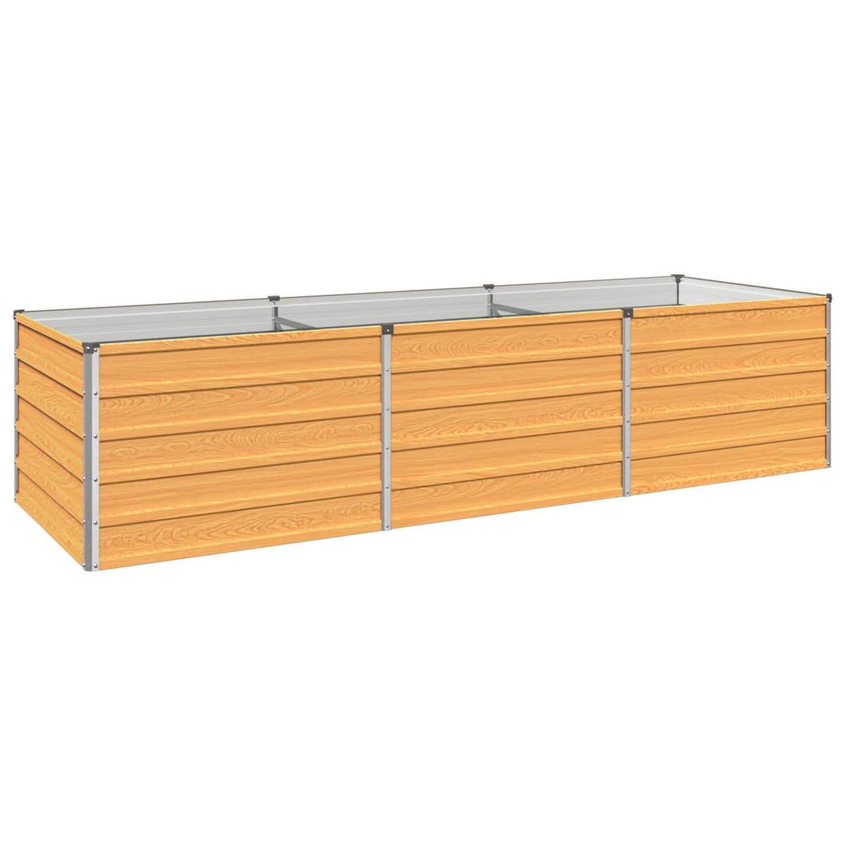 Raised Garden Bed 242 x 80 x 55 cm Galvanised Steel Depth 80 cm Height 55 cm Width 242 cm Wood Natural