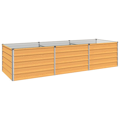 Raised Garden Bed 242 x 80 x 55 cm Galvanised Steel Depth 80 cm Height 55 cm Width 242 cm Wood Natural