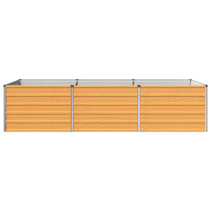 Raised Garden Bed 242 x 80 x 55 cm Galvanised Steel Depth 80 cm Height 55 cm Width 242 cm Wood Natural