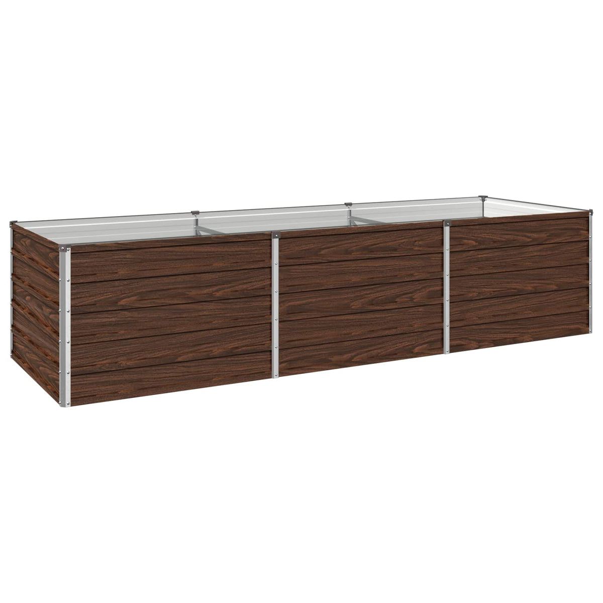 Raised Garden Bed 242 x 80 x 55 cm Galvanised Steel Depth 80 cm Height 55 cm Width 242 cm Black Walnut