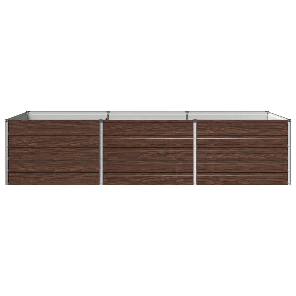 Raised Garden Bed 242 x 80 x 55 cm Galvanised Steel Depth 80 cm Height 55 cm Width 242 cm Black Walnut