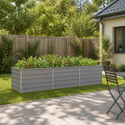 vidaXL Raised Garden Bed Grey 240 x 80 x 55 cm cold-rolled steel 1