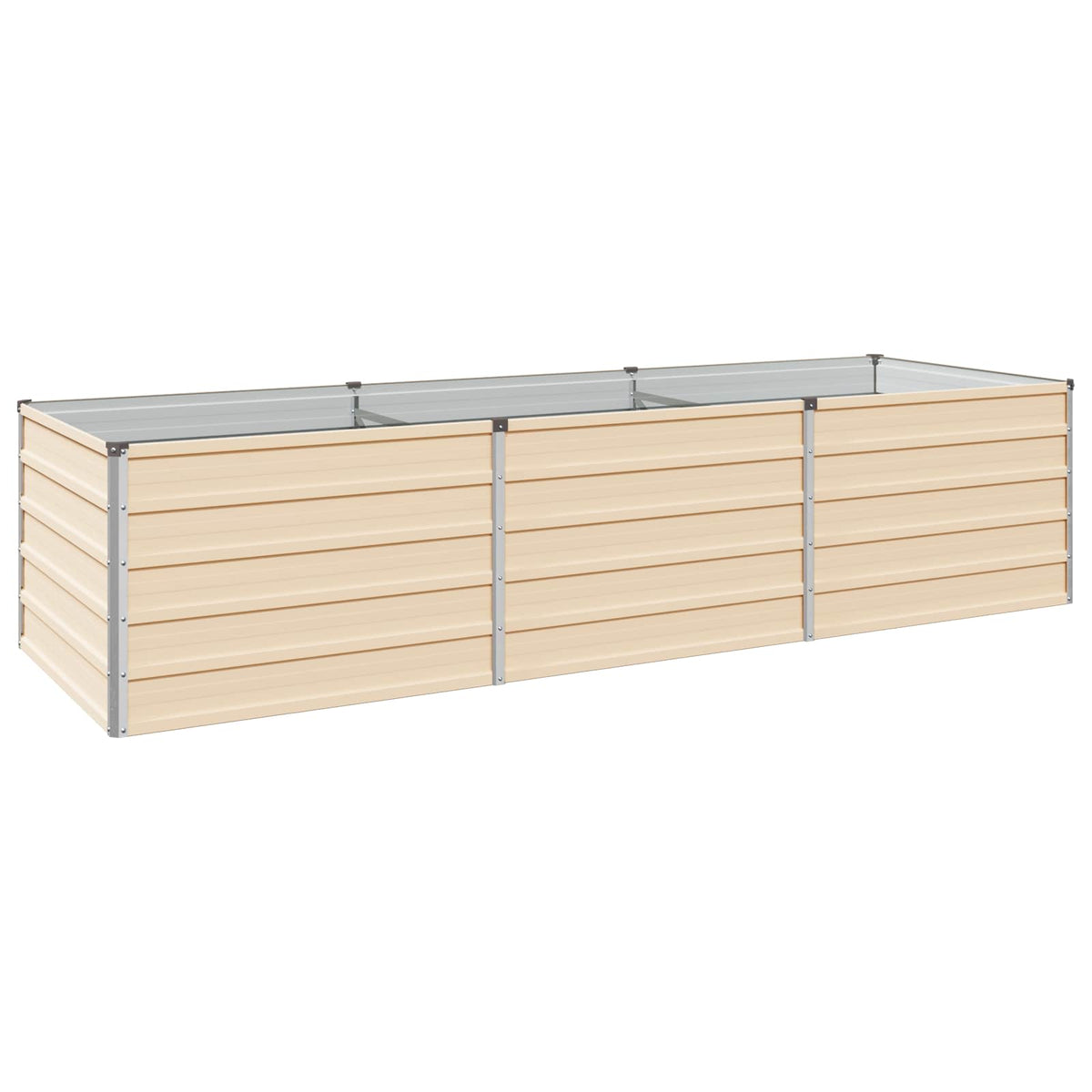 Raised Garden Bed 242 x 80 x 55 cm Galvanised Steel Depth 80 cm Height 55 cm Width 242 cm Ivory
