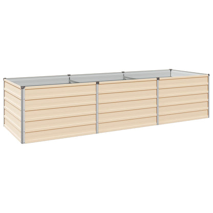 Raised Garden Bed 242 x 80 x 55 cm Galvanised Steel Depth 80 cm Height 55 cm Width 242 cm Ivory