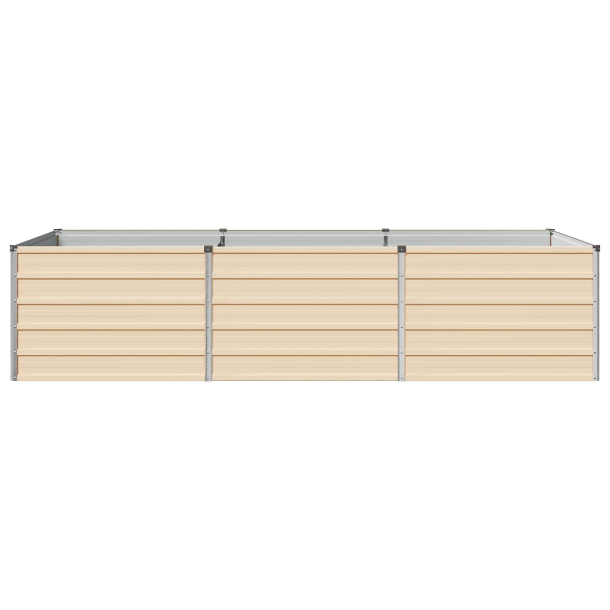 Raised Garden Bed 242 x 80 x 55 cm Galvanised Steel Depth 80 cm Height 55 cm Width 242 cm Ivory