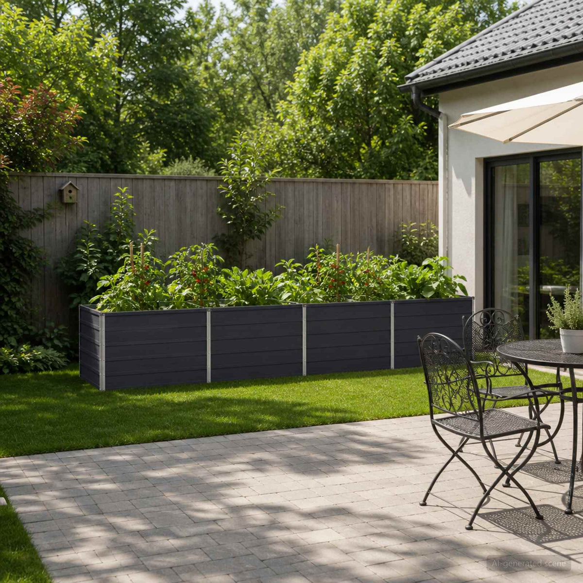 Raised Garden Bed 321 x 80 x 55 cm Galvanised Steel Depth 80 cm Height 55 cm Width 321 cm Anthracite
