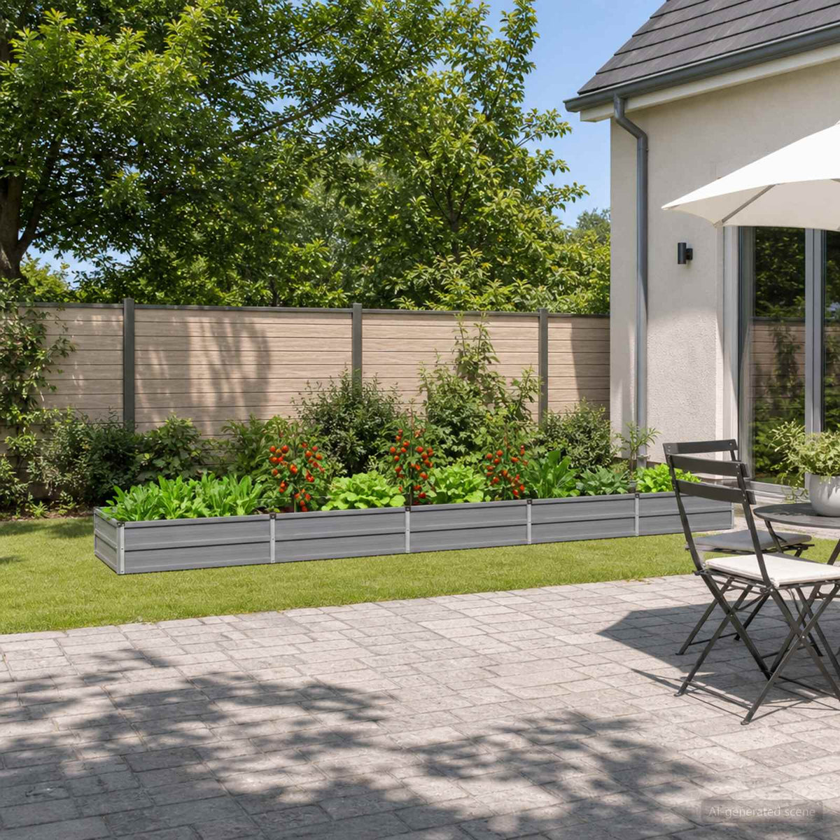 vidaXL Raised Garden Bed Grey 400 x 80 x 24 cm cold-rolled steel 1