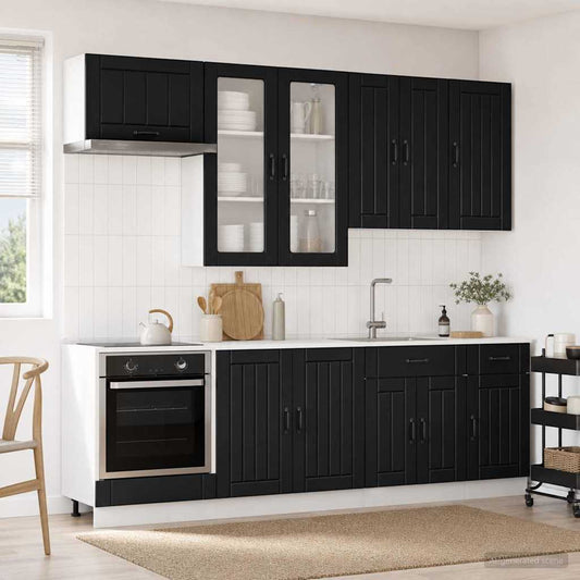 Kitchen Unit LUCCA 8 pcs Engineered Wood Black 80 cm