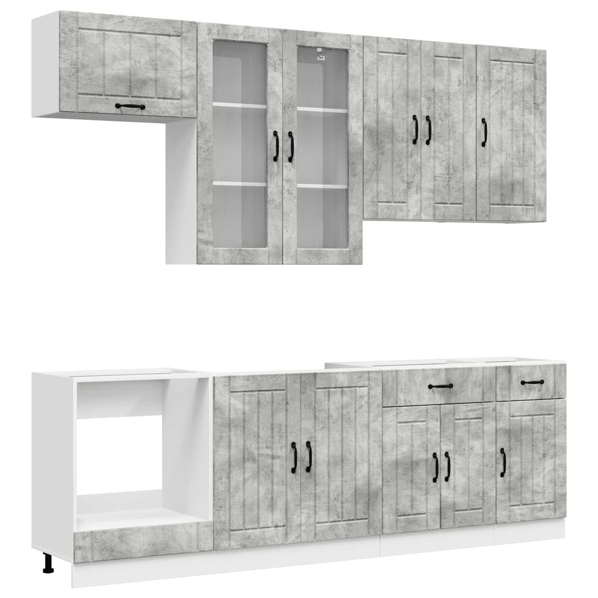 Kitchen Unit LUCCA 8 pcs Engineered Wood Concrete grey 80 cm