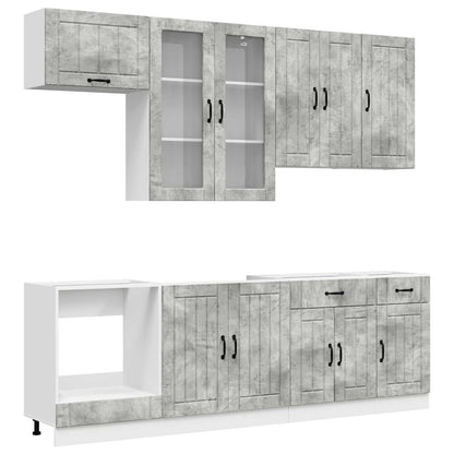 Kitchen Unit LUCCA 8 pcs Engineered Wood Concrete grey 80 cm