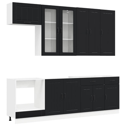 Kitchen Unit LUCCA 8 pcs Engineered Wood Black 100 cm