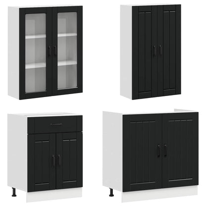 Kitchen Unit LUCCA 8 pcs Engineered Wood Black 100 cm