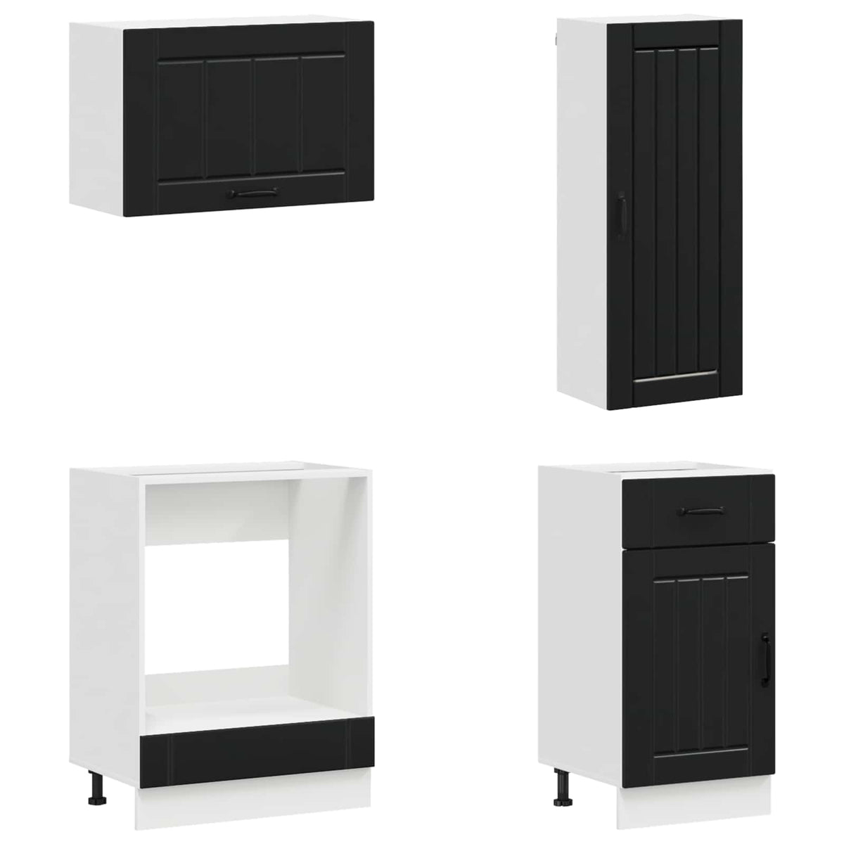 Kitchen Unit LUCCA 8 pcs Engineered Wood Black 100 cm