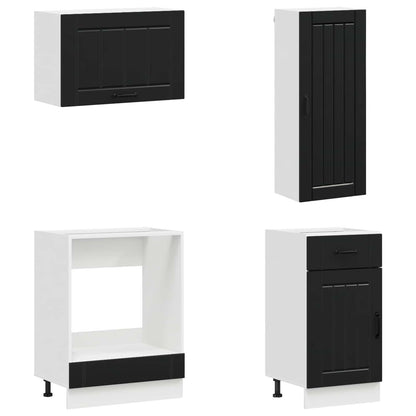 Kitchen Unit LUCCA 8 pcs Engineered Wood Black 100 cm