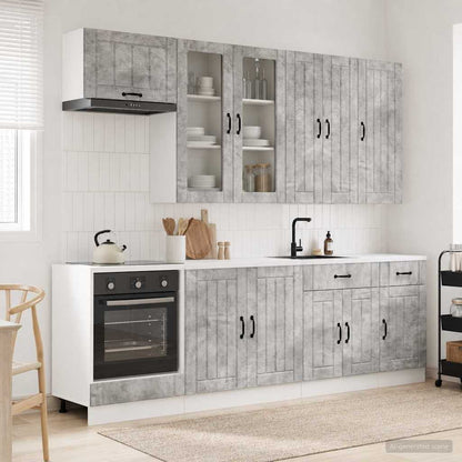 Kitchen Unit LUCCA 8 pcs Engineered Wood Concrete grey 100 cm