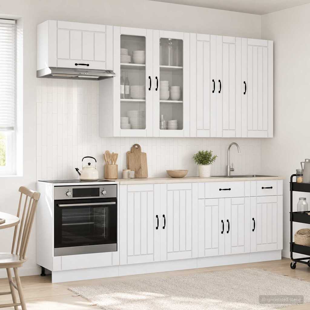 Kitchen Unit LUCCA 8 pcs Engineered Wood High gloss white 100 cm