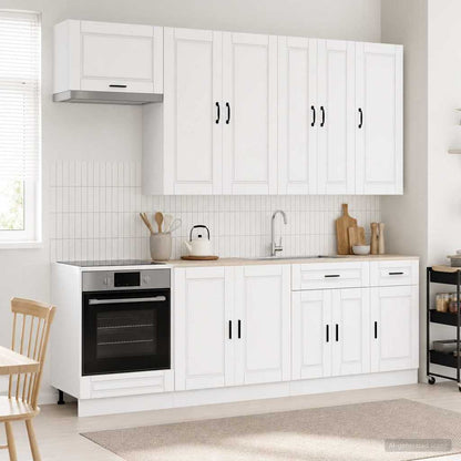 Kitchen Unit PORTO 8 pcs Engineered Wood White 100 cm