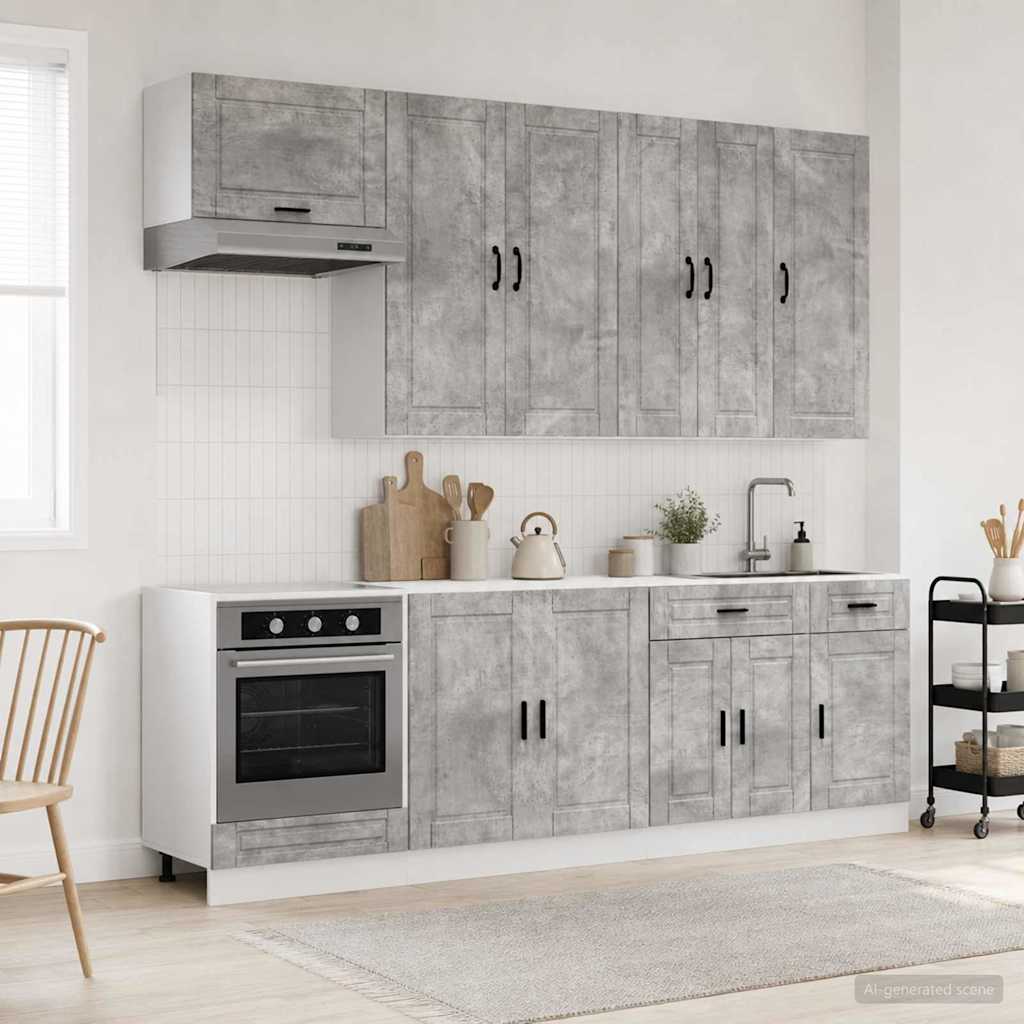 Kitchen Unit PORTO 8 pcs Engineered Wood Concrete grey 100 cm