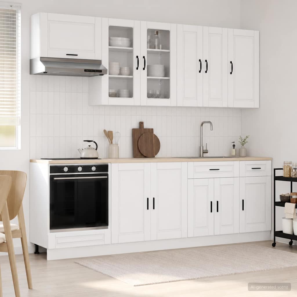 Kitchen Unit PORTO 8 pcs Engineered Wood White 80 cm