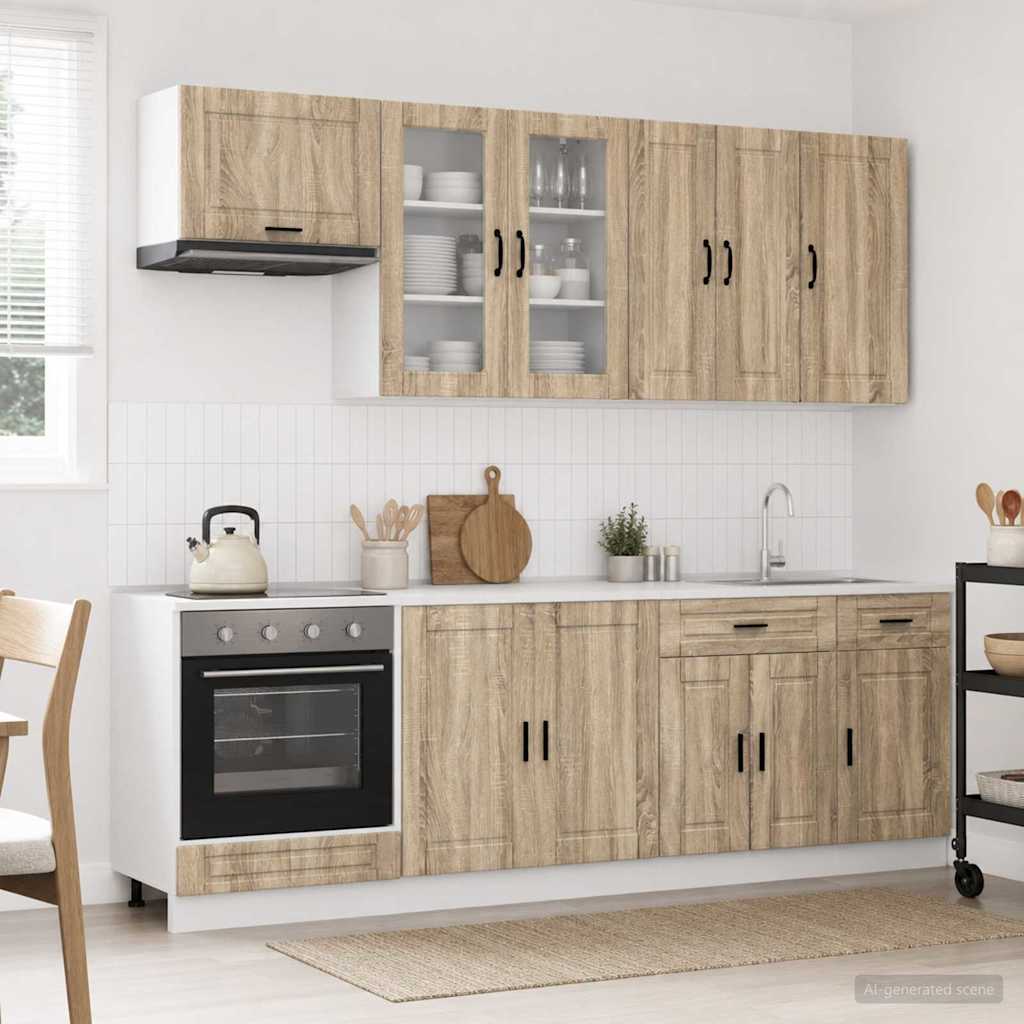 Kitchen Unit PORTO 8 pcs Engineered Wood Sonoma oak 80 cm