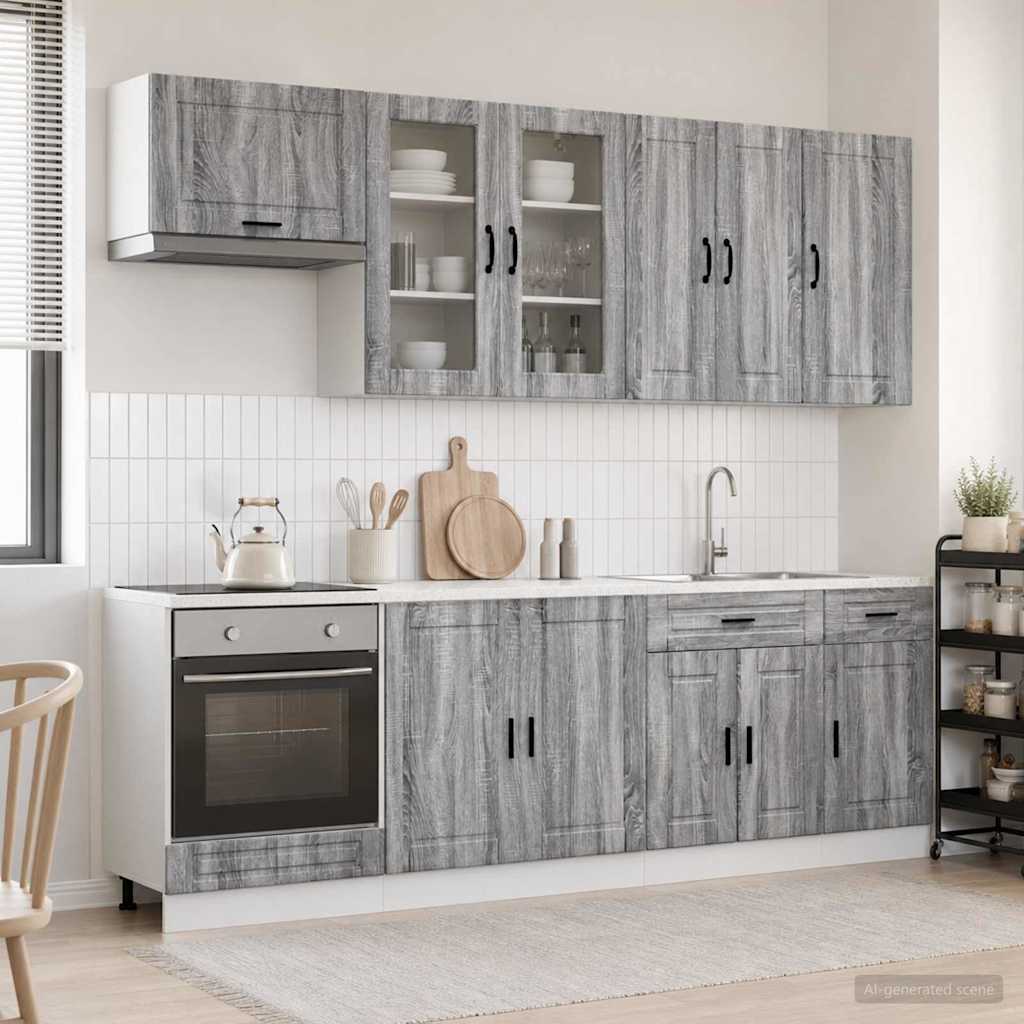 Kitchen Unit PORTO 8 pcs Engineered Wood Grey sonoma 80 cm