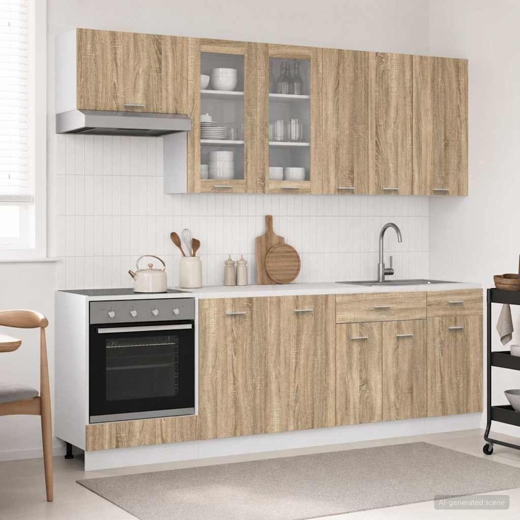 Kitchen Unit LYON 8 pcs Engineered Wood Sonoma oak 80 cm