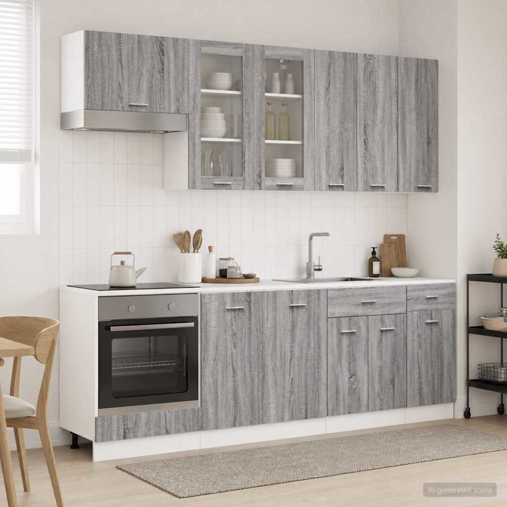 Kitchen Unit LYON 8 pcs Engineered Wood Grey sonoma 80 cm