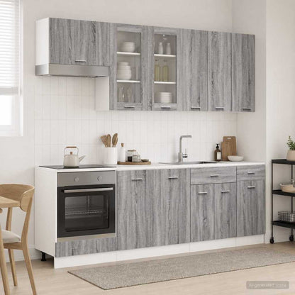 Kitchen Unit LYON 8 pcs Engineered Wood Grey sonoma 80 cm